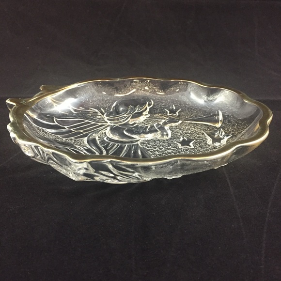 MIKASA Angel Song Gold Trim Clear Glass Candy Sweets Nuts Trinket Dish Christmas - Picture 5 of 9